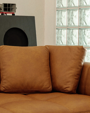 Tartan Cushion - Leather