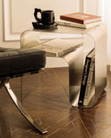 stainless curved side table