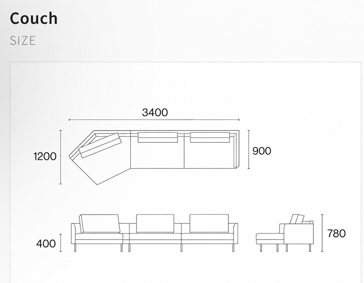 【OUTLET】Linear Sofa - Combi Leather
