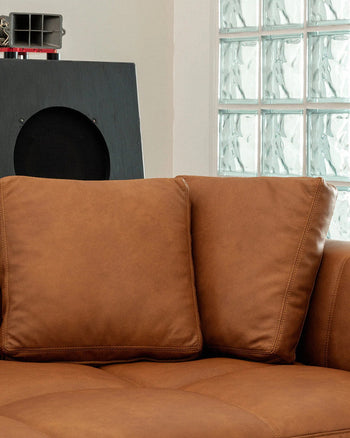 Tartan Cushion - Leather