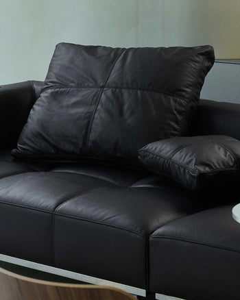 Tartan Cushion - Leather