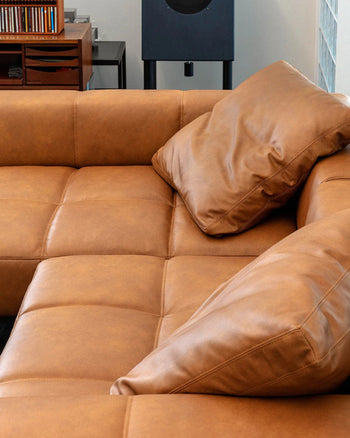 Tartan Cushion - Leather